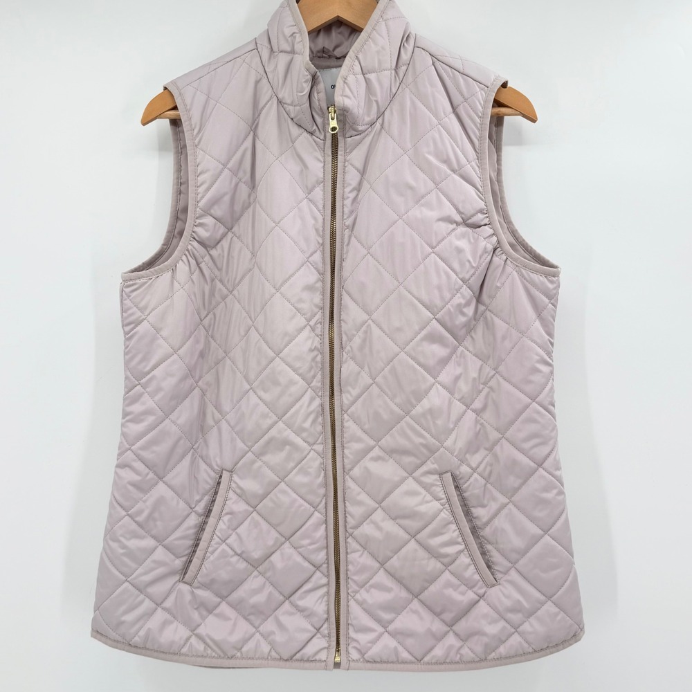 Quilted Beige Vest Size XL Tall Puffer Preppy Equestrian Layering Fall Teacher